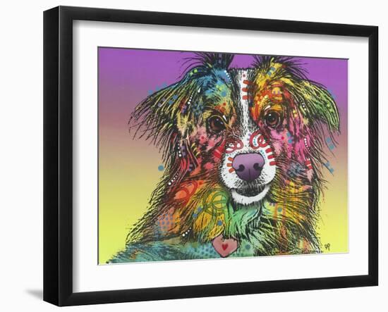 The Look, Dogs, Pets, Animals, White Snout, Purple yellow, Long hair, Pop Art, Stencils, Colorful-Russo Dean-Framed Giclee Print