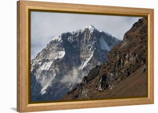 The looming face of Jomolhari, the third highest mountain in Bhutan at 7326m, seen from Jangothang,-Alex Treadway-Framed Premier Image Canvas