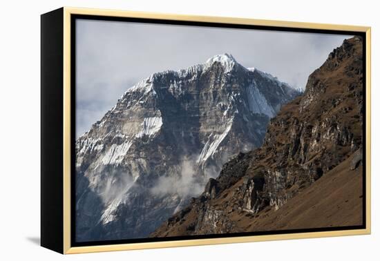 The looming face of Jomolhari, the third highest mountain in Bhutan at 7326m, seen from Jangothang,-Alex Treadway-Framed Premier Image Canvas