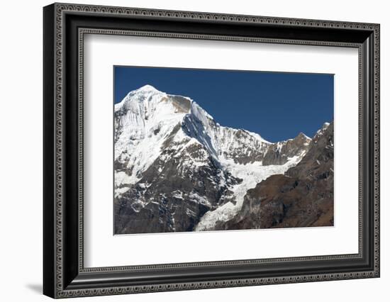 The looming face of Jomolhari, third highest mountain in Bhutan at 7326m, seen from Jangothang, Thi-Alex Treadway-Framed Photographic Print