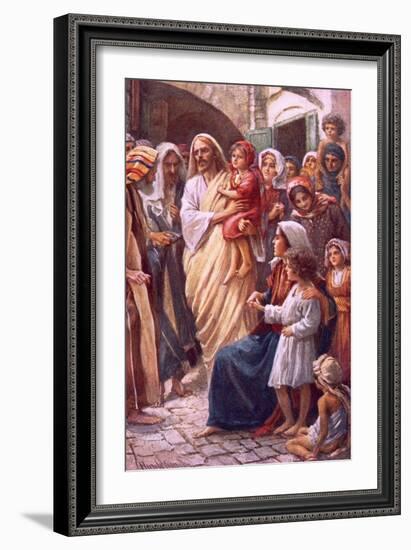 The Lord Blessing the Children-Harold Copping-Framed Giclee Print