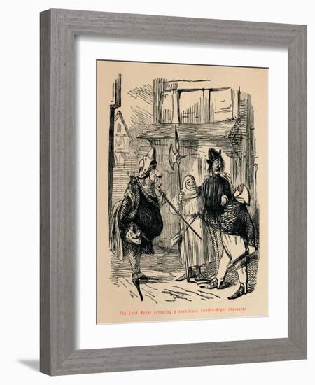 'The Lord Mayor arresting a suspicious Twelfth-Night Character', c1860, (c1860)-John Leech-Framed Giclee Print