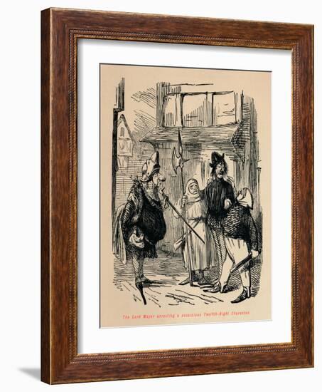 'The Lord Mayor arresting a suspicious Twelfth-Night Character', c1860, (c1860)-John Leech-Framed Giclee Print