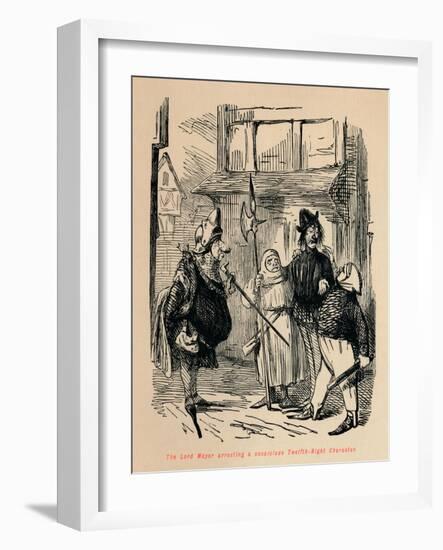 'The Lord Mayor arresting a suspicious Twelfth-Night Character', c1860, (c1860)-John Leech-Framed Giclee Print