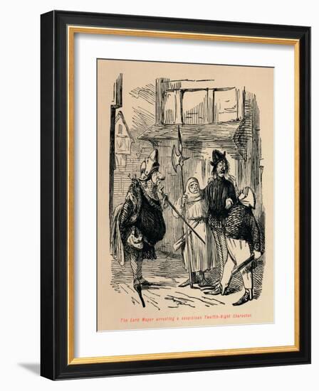 'The Lord Mayor arresting a suspicious Twelfth-Night Character', c1860, (c1860)-John Leech-Framed Giclee Print