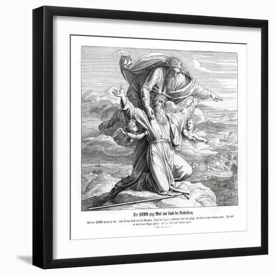 The Lord shows Moses the promised land, Deuteronomy-Julius Schnorr von Carolsfeld-Framed Giclee Print