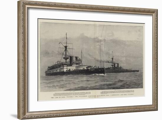 The Loss of HMS Victoria, the Twin-Screw First-Class Battleships HMS Camperdown and HMS Victoria-Joseph Nash-Framed Giclee Print