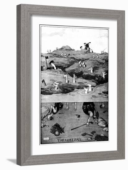 The Lost Ball - Heath Robinson Cartoon-William Heath Robinson-Framed Art Print