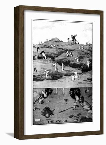 The Lost Ball - Heath Robinson Cartoon-William Heath Robinson-Framed Art Print