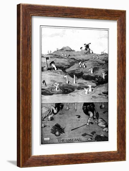 The Lost Ball - Heath Robinson Cartoon-William Heath Robinson-Framed Art Print