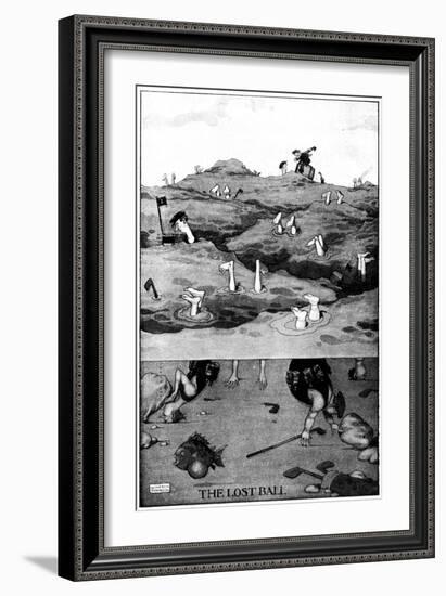 The Lost Ball - Heath Robinson Cartoon-William Heath Robinson-Framed Art Print