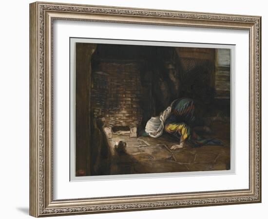 The Lost Drachma, Illustration from 'The Life of Our Lord Jesus Christ'-James Tissot-Framed Giclee Print