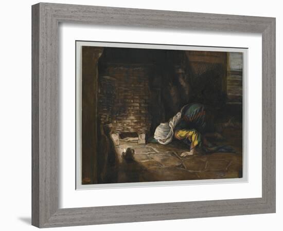 The Lost Drachma, Illustration from 'The Life of Our Lord Jesus Christ'-James Tissot-Framed Giclee Print