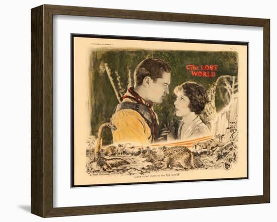 THE LOST WORLD, l-r: Lloyd Hughes, Bessie Love on lobbycard, 1925.-null-Framed Art Print