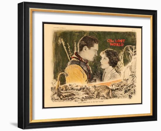 THE LOST WORLD, l-r: Lloyd Hughes, Bessie Love on lobbycard, 1925.-null-Framed Art Print