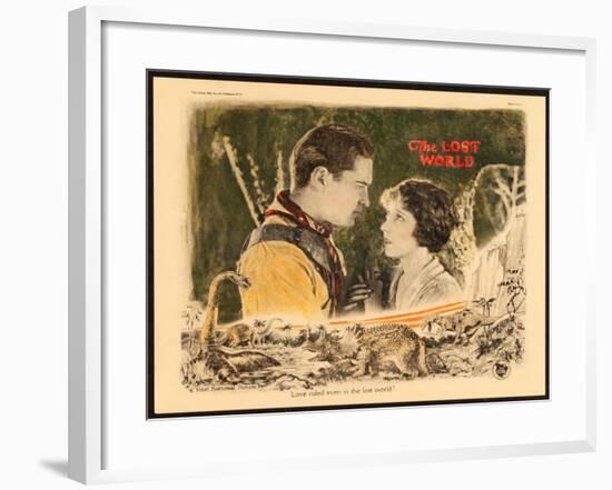 THE LOST WORLD, l-r: Lloyd Hughes, Bessie Love on lobbycard, 1925.-null-Framed Art Print