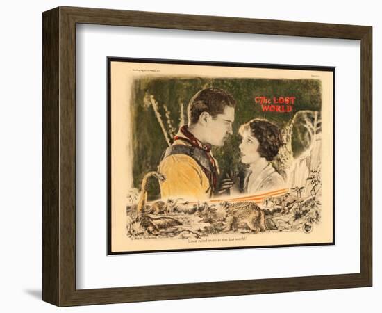 THE LOST WORLD, l-r: Lloyd Hughes, Bessie Love on lobbycard, 1925.-null-Framed Premium Giclee Print