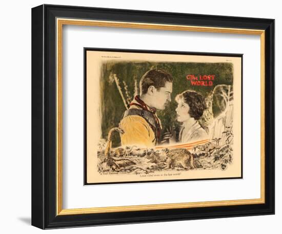 THE LOST WORLD, l-r: Lloyd Hughes, Bessie Love on lobbycard, 1925.-null-Framed Premium Giclee Print