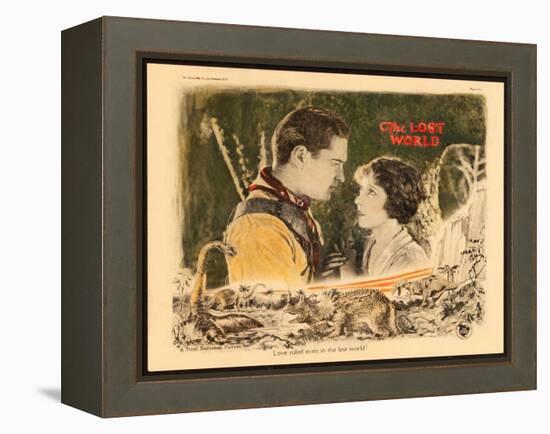 THE LOST WORLD, l-r: Lloyd Hughes, Bessie Love on lobbycard, 1925.-null-Framed Stretched Canvas