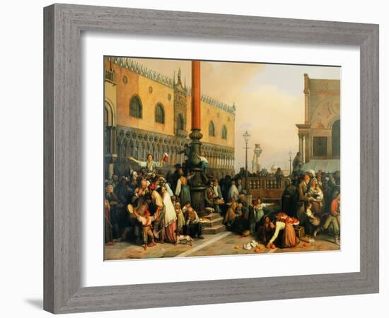 The Lottery Draw in Piazza San Marco-Lorenzo Lotto-Framed Giclee Print