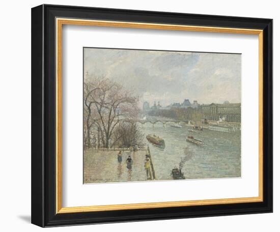 The Louvre, Afternoon, Rainy Weather, 1900-Camille Pissarro-Framed Giclee Print