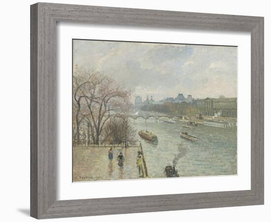 The Louvre, Afternoon, Rainy Weather, 1900-Camille Pissarro-Framed Giclee Print