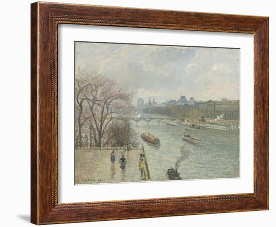 The Louvre, Afternoon, Rainy Weather, 1900-Camille Pissarro-Framed Giclee Print