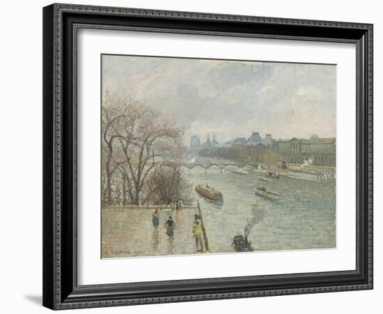 The Louvre, Afternoon, Rainy Weather, 1900-Camille Pissarro-Framed Giclee Print