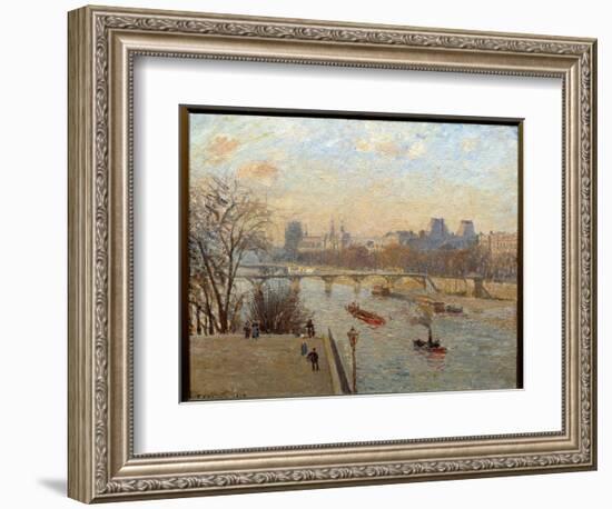 The Louvre and the Pont Des Arts in Paris Painting by Camille Pissarro (1830-1903) 19Th Century Rei-Camille Pissarro-Framed Giclee Print