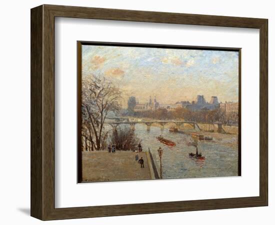 The Louvre and the Pont Des Arts in Paris Painting by Camille Pissarro (1830-1903) 19Th Century Rei-Camille Pissarro-Framed Giclee Print