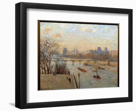 The Louvre and the Pont Des Arts in Paris Painting by Camille Pissarro (1830-1903) 19Th Century Rei-Camille Pissarro-Framed Giclee Print