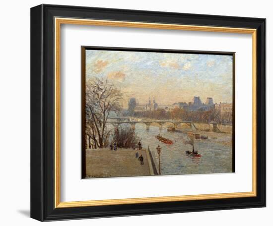 The Louvre and the Pont Des Arts in Paris Painting by Camille Pissarro (1830-1903) 19Th Century Rei-Camille Pissarro-Framed Giclee Print