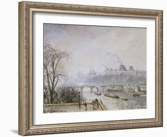 The Louvre and the Seine from the Pont Neuf, Morning Mist, 1902-Camille Pissarro-Framed Giclee Print