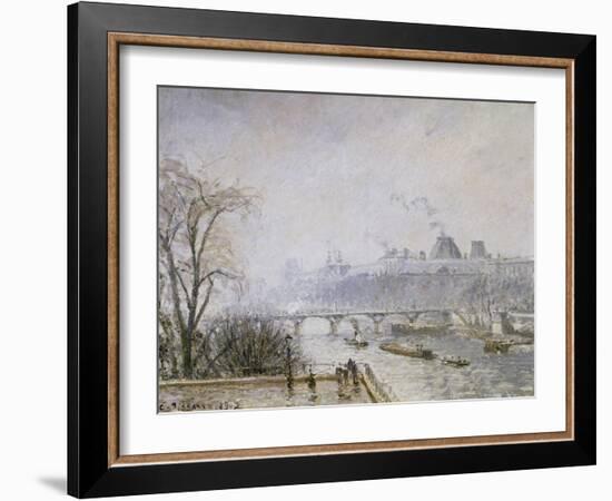 The Louvre and the Seine from the Pont Neuf, Morning Mist, 1902-Camille Pissarro-Framed Giclee Print