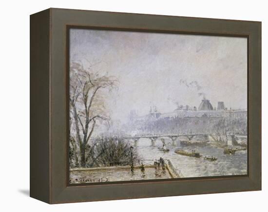 The Louvre and the Seine from the Pont Neuf, Morning Mist, 1902-Camille Pissarro-Framed Premier Image Canvas