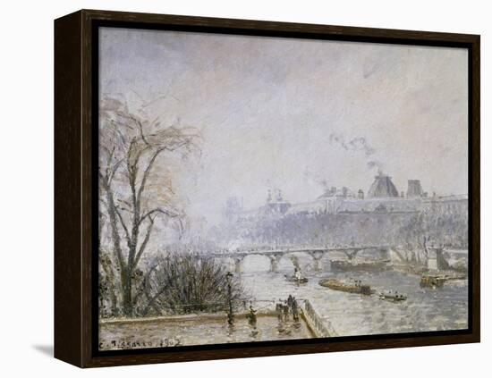 The Louvre and the Seine from the Pont Neuf, Morning Mist, 1902-Camille Pissarro-Framed Premier Image Canvas