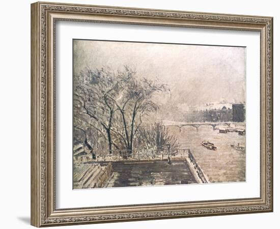 The Louvre under Snow, 1902-Camille Pissarro-Framed Giclee Print