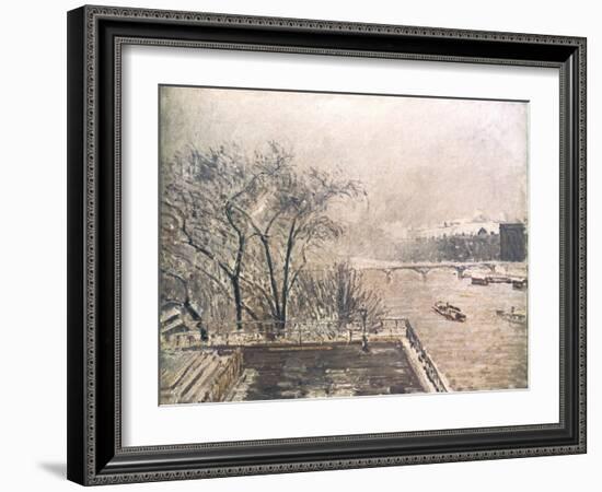 The Louvre under Snow, 1902-Camille Pissarro-Framed Giclee Print