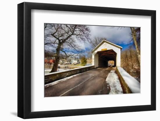 The Loux Covered Bridge in Winter, Pennsylvania-George Oze-Framed Photographic Print