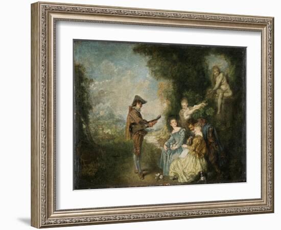 The Love Lesson, 1716-1717-Jean Antoine Watteau-Framed Giclee Print