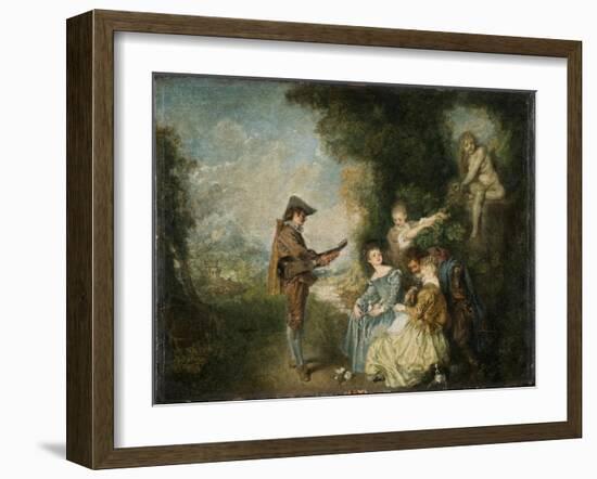 The Love Lesson, 1716-1717-Jean Antoine Watteau-Framed Giclee Print