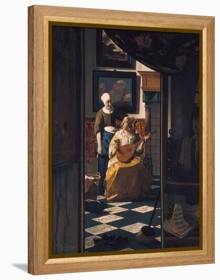 The Love Letter, about 1670-Johannes Vermeer-Framed Premier Image Canvas