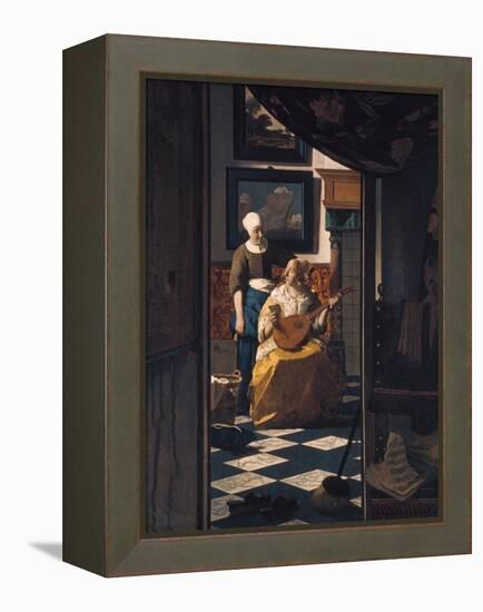 The Love Letter, about 1670-Johannes Vermeer-Framed Premier Image Canvas