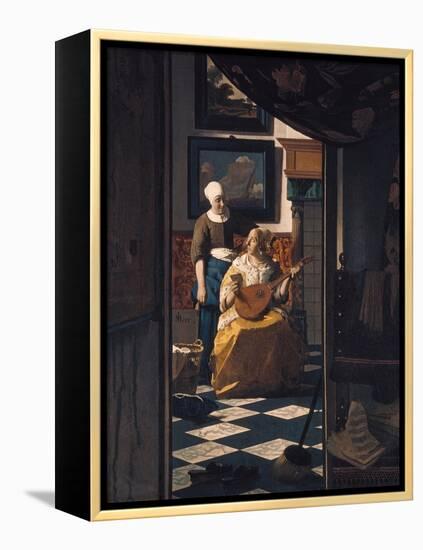 The Love Letter, about 1670-Johannes Vermeer-Framed Premier Image Canvas