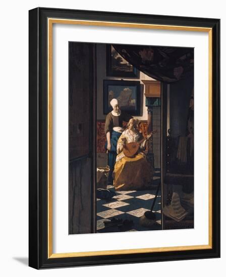 The Love Letter, about 1670-Johannes Vermeer-Framed Premium Giclee Print
