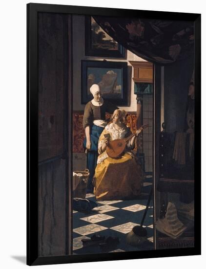 The Love Letter, about 1670-Johannes Vermeer-Framed Premium Giclee Print