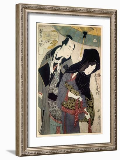 The Lovers, Chubei and Umegawa, Late 18th-Early 19th Century-Kitagawa Utamaro-Framed Giclee Print