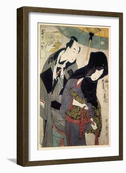 The Lovers, Chubei and Umegawa, Late 18th-Early 19th Century-Kitagawa Utamaro-Framed Giclee Print