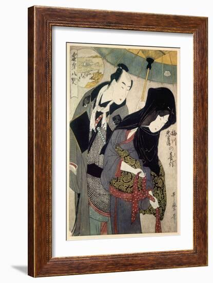 The Lovers, Chubei and Umegawa, Late 18th-Early 19th Century-Kitagawa Utamaro-Framed Giclee Print