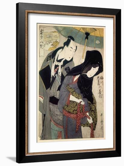 The Lovers, Chubei and Umegawa, Late 18th-Early 19th Century-Kitagawa Utamaro-Framed Giclee Print